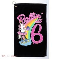 Rollin' Into 6 Skating Unicorn  Golf Towel thumb 0