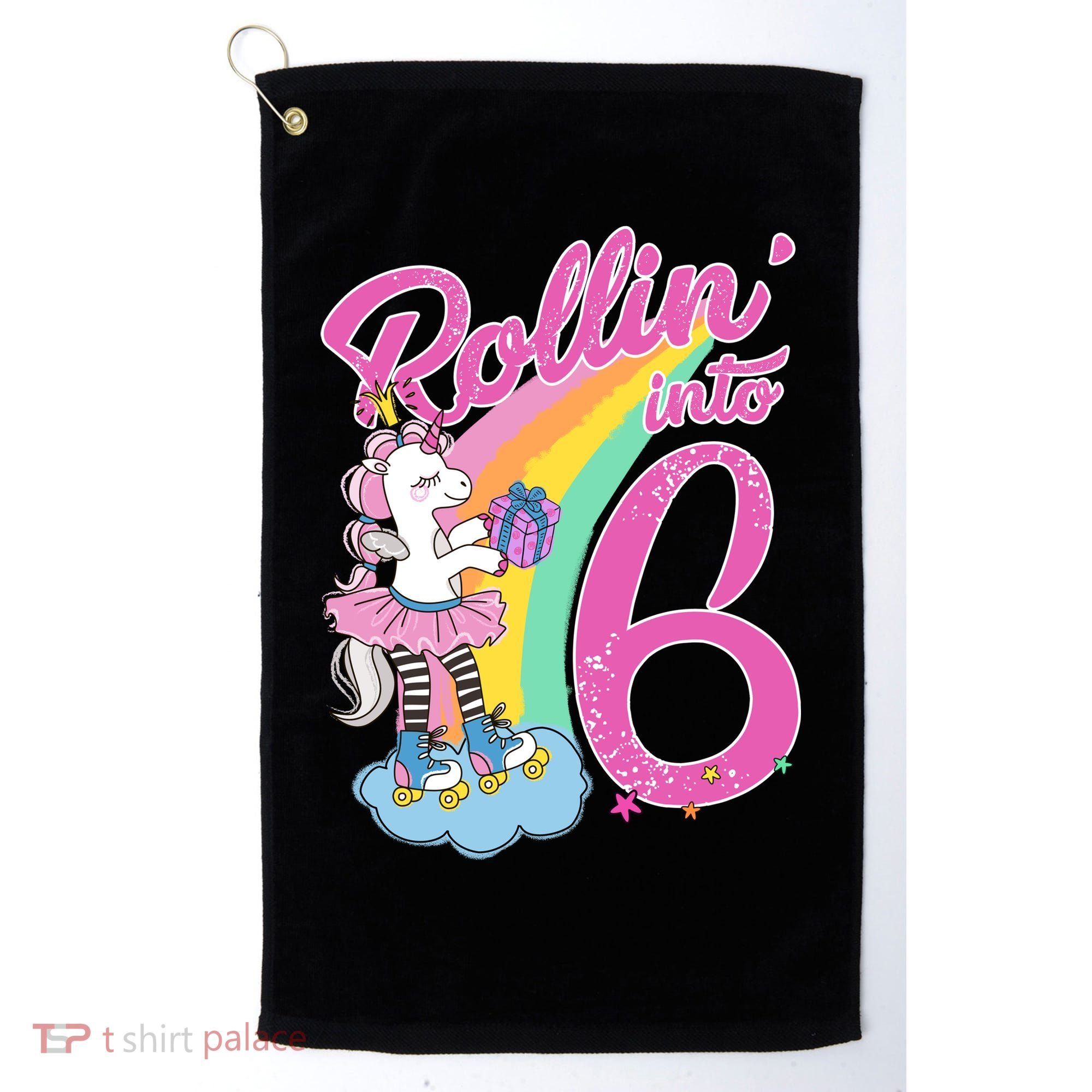 Rollin' Into 6 Skating Unicorn  Golf Towel