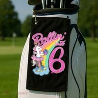 Rollin' Into 6 Skating Unicorn  Golf Towel thumb 2