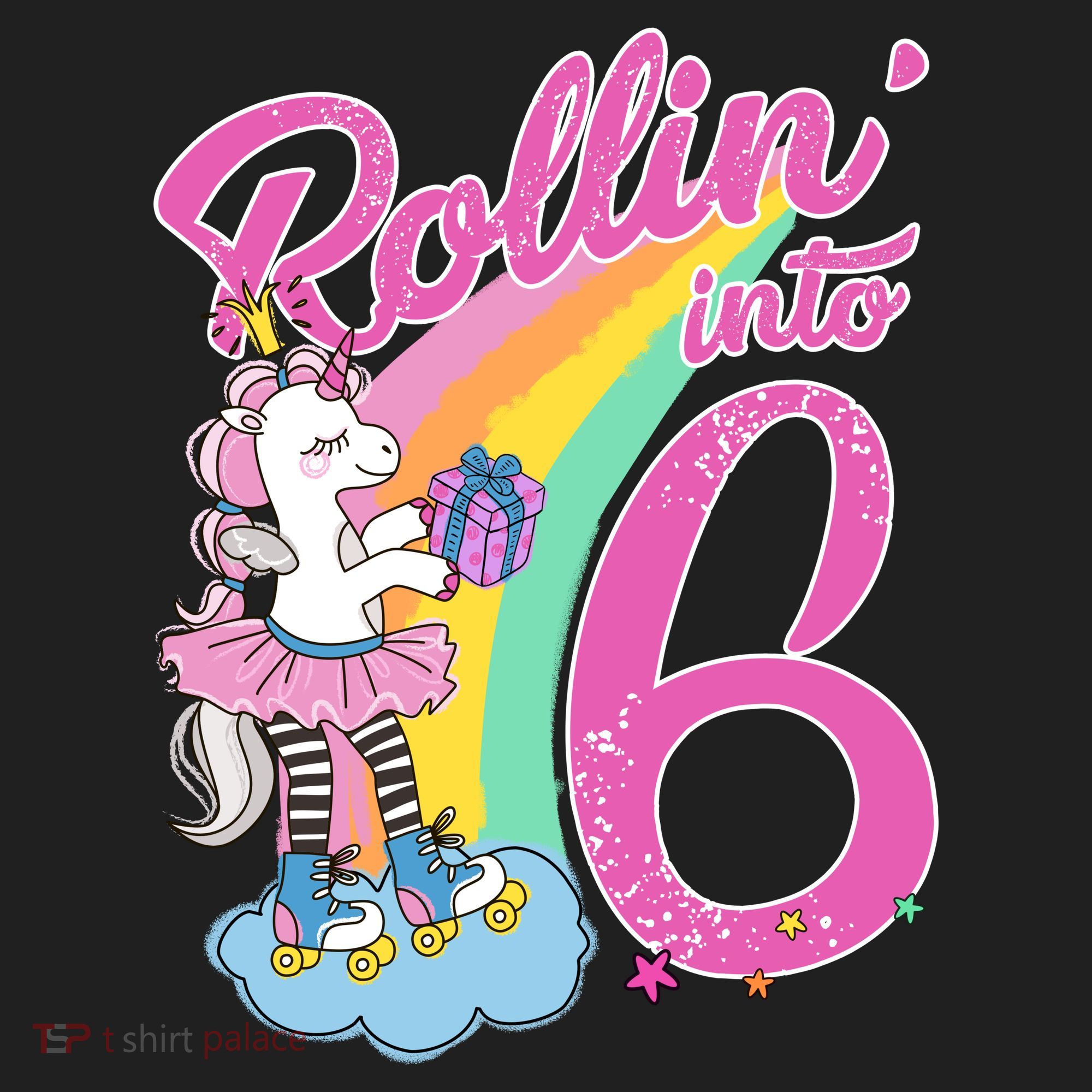 Rollin' Into 6 Skating Unicorn  Golf Towel