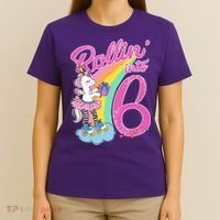 Rollin' Into 6 Skating Unicorn  T-Shirt thumb 4