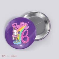 Rollin' Into 6 Skating Unicorn  Button thumb 0