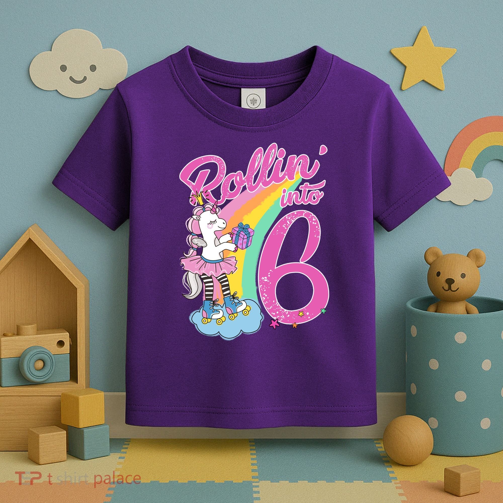 Rollin' Into 6 Skating Unicorn  Toddler T-Shirt