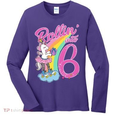 Rollin' Into 6 Skating Unicorn  Women's Long Sleeve Shirt