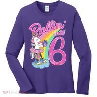 Rollin' Into 6 Skating Unicorn  Women's Long Sleeve Shirt thumb 0