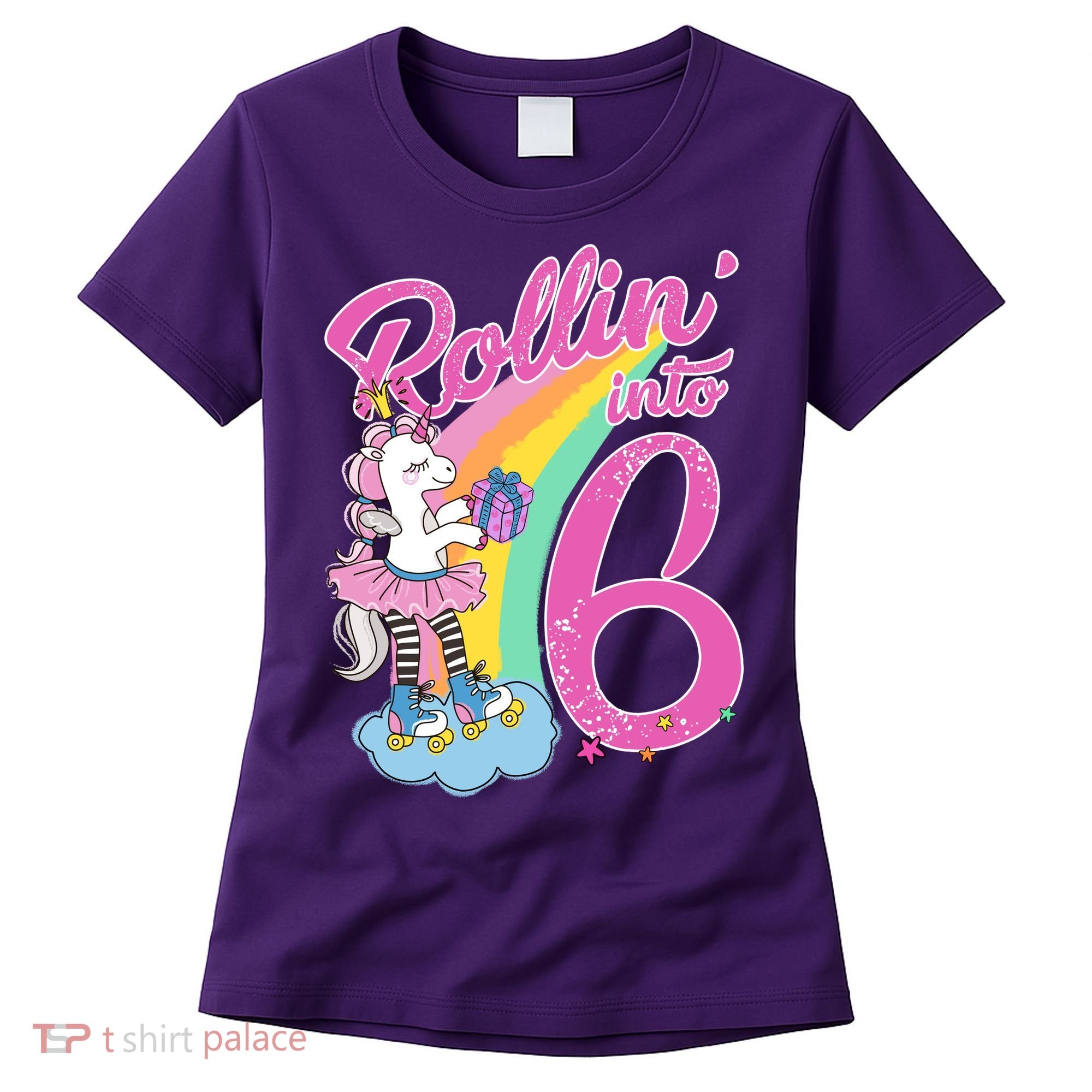 Rollin' Into 6 Skating Unicorn  Women's T-Shirt
