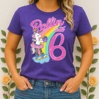 Rollin' Into 6 Skating Unicorn  Women's T-Shirt thumb 2