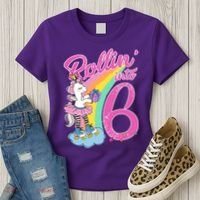 Rollin' Into 6 Skating Unicorn  Women's T-Shirt thumb 3
