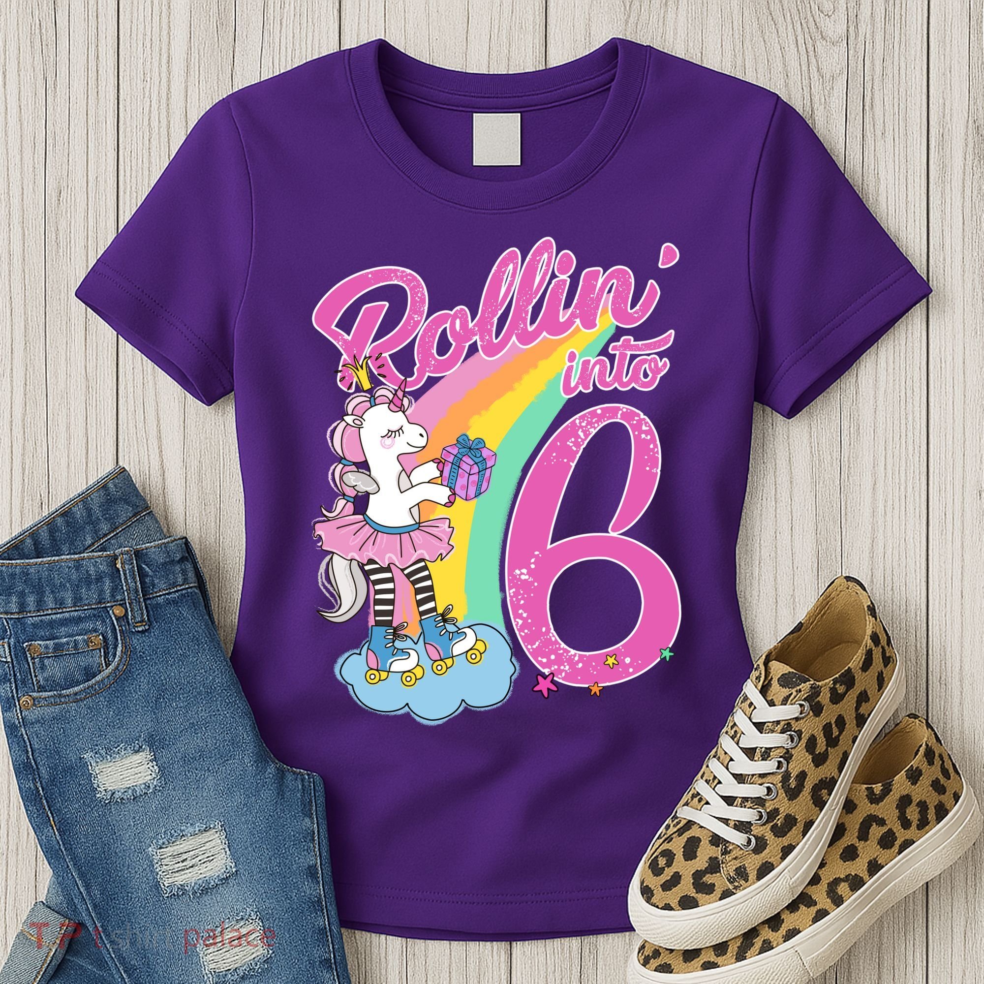 Rollin' Into 6 Skating Unicorn  Women's T-Shirt