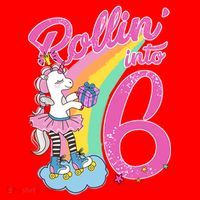 Rollin' Into 6 Skating Unicorn  Santa Hat thumb 1