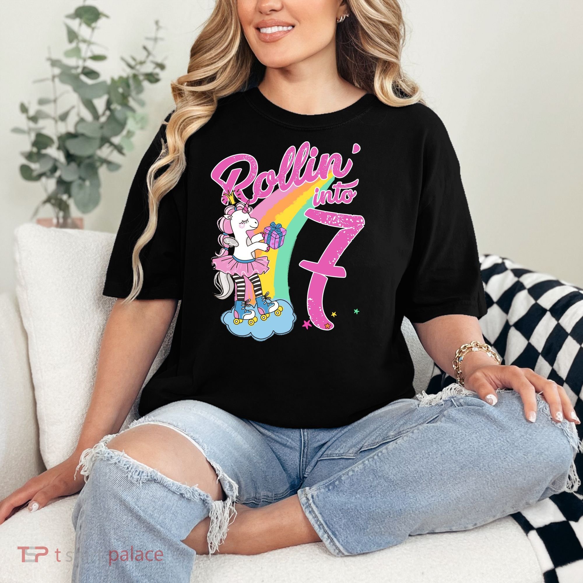 Rollin' Into 7 Skating Unicorn Birthday Comfort Colors T-Shirt