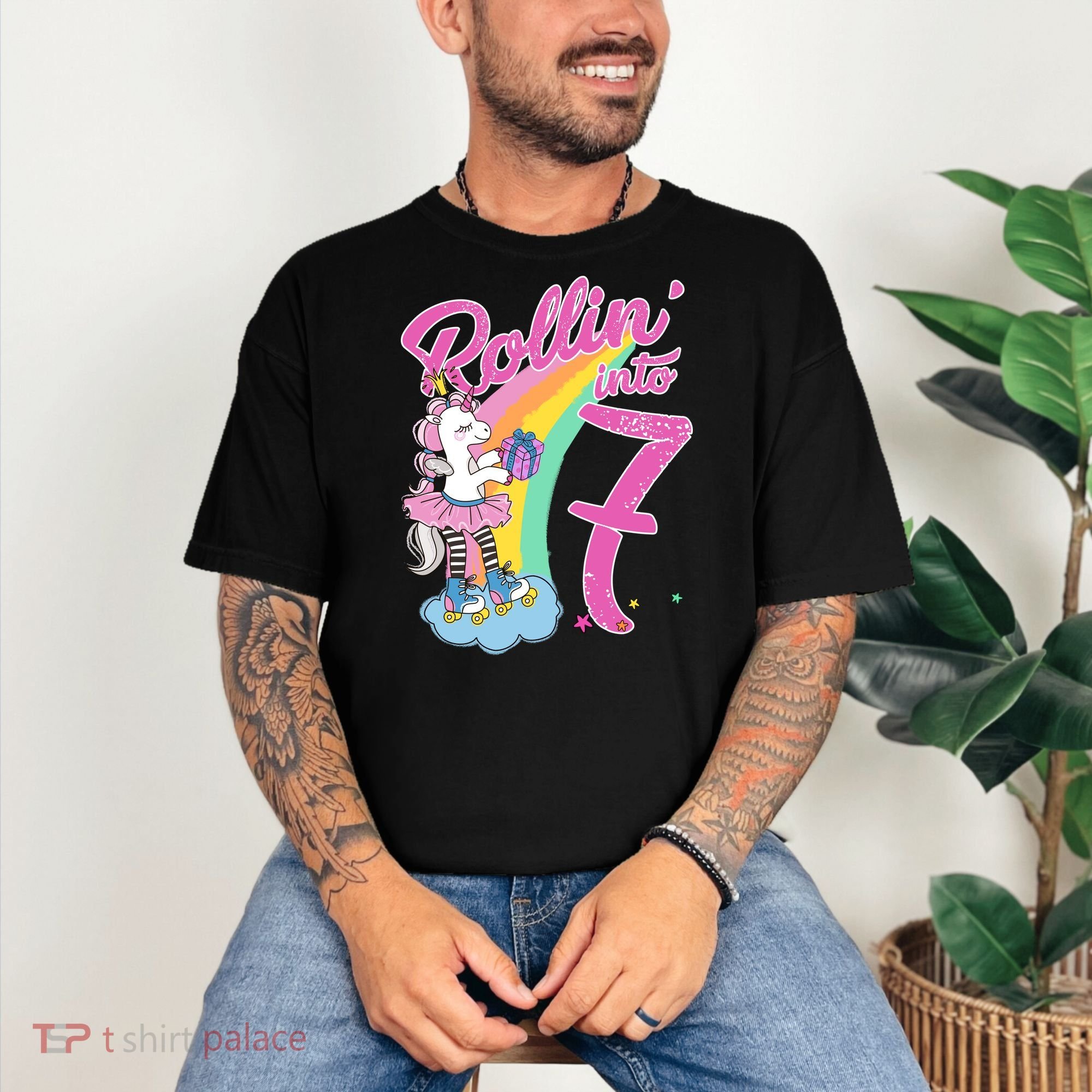 Rollin' Into 7 Skating Unicorn Birthday Comfort Colors T-Shirt