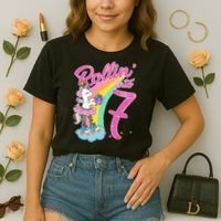 Rollin' Into 7 Skating Unicorn Birthday Comfort Colors Boxy T-Shirt thumb 2