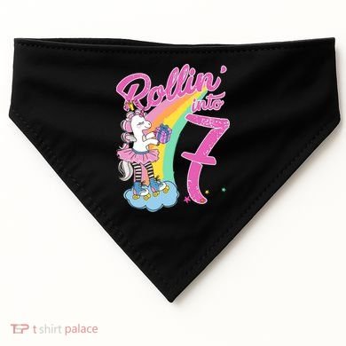 Rollin' Into 7 Skating Unicorn Birthday USA-Made Doggie Bandana