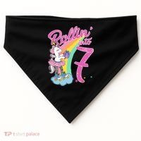 Rollin' Into 7 Skating Unicorn Birthday USA-Made Doggie Bandana thumb 0