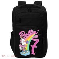 Rollin' Into 7 Skating Unicorn Birthday Impact Tech Backpack thumb 0