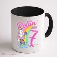 Rollin' Into 7 Skating Unicorn Birthday Coffee Mug thumb 1
