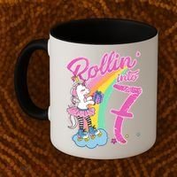 Rollin' Into 7 Skating Unicorn Birthday Coffee Mug thumb 2