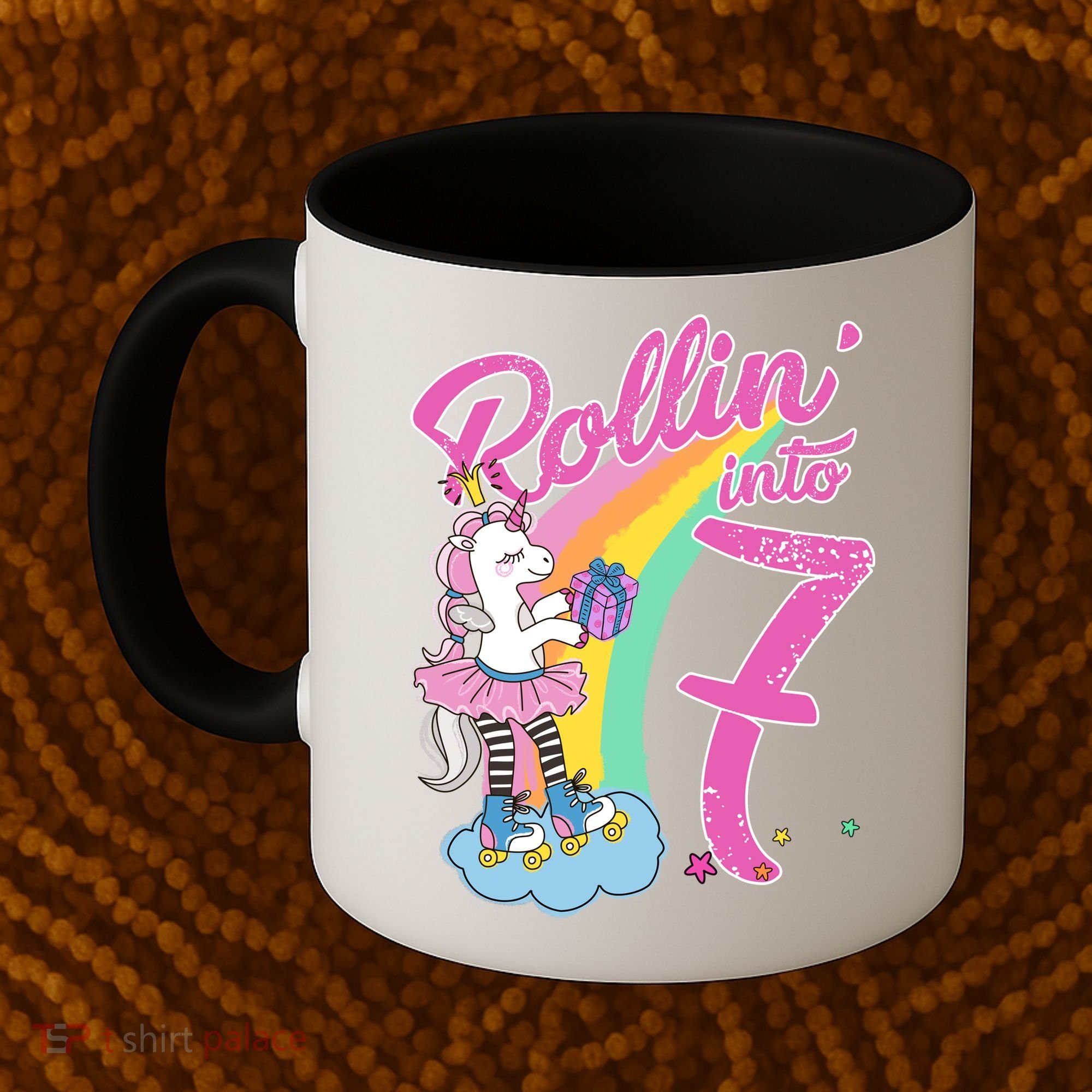 Rollin' Into 7 Skating Unicorn Birthday Coffee Mug