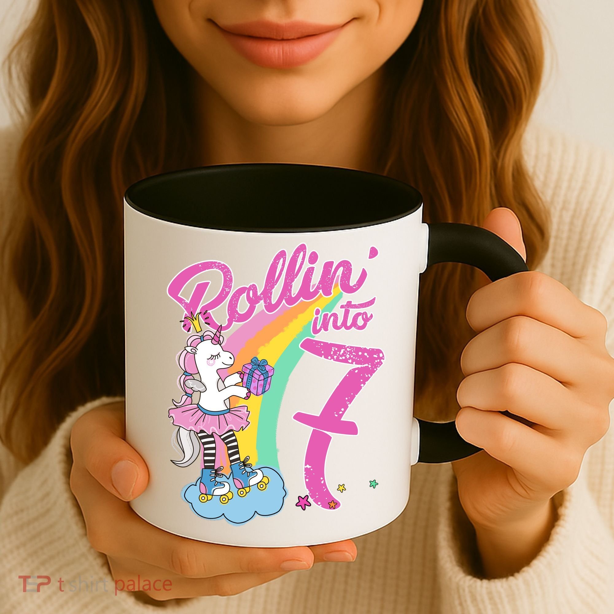 Rollin' Into 7 Skating Unicorn Birthday Coffee Mug