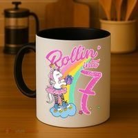 Rollin' Into 7 Skating Unicorn Birthday Coffee Mug thumb 4