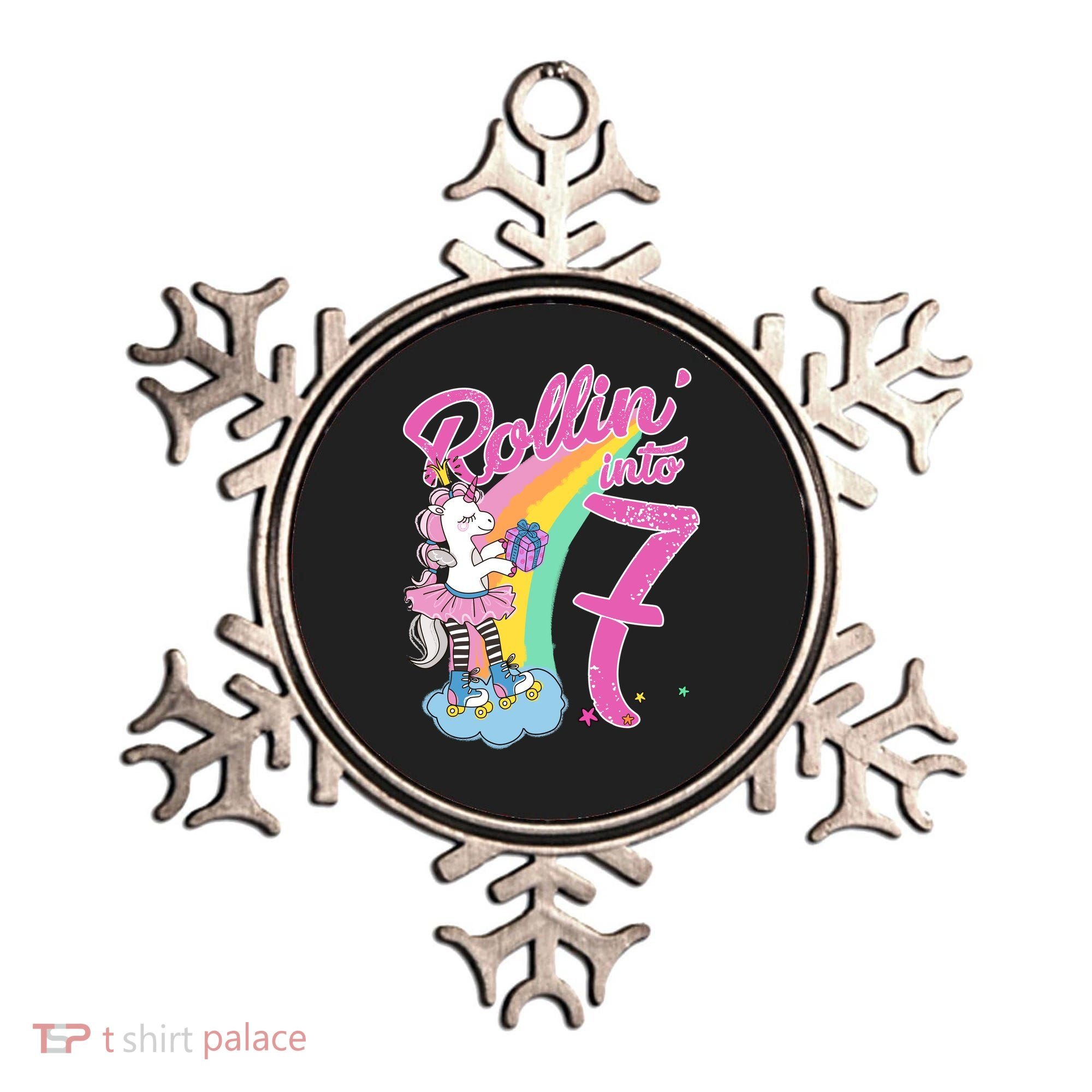 Rollin' Into 7 Skating Unicorn Birthday Ornament