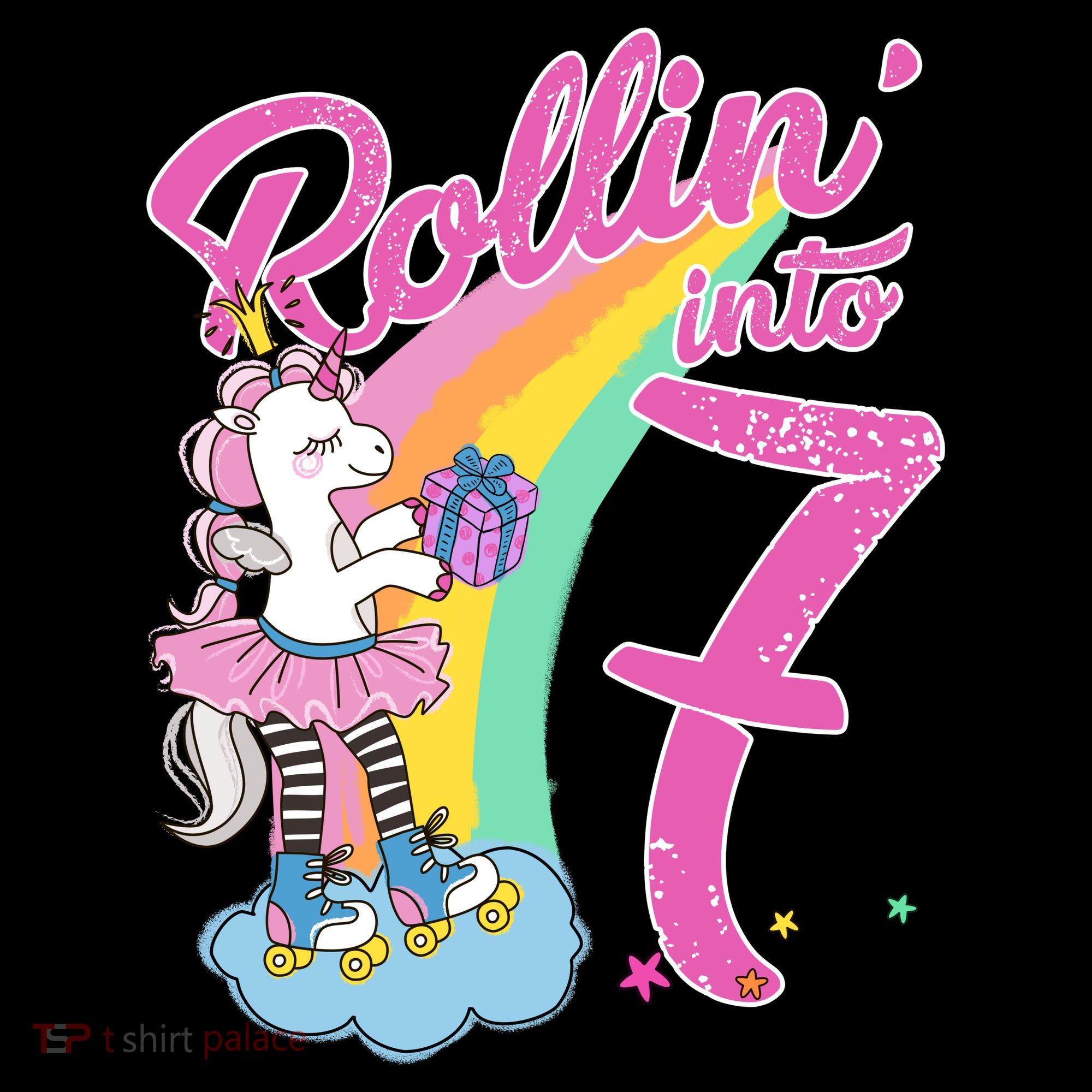 Rollin' Into 7 Skating Unicorn Birthday Ornament