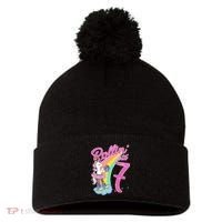 Rollin' Into 7 Skating Unicorn Birthday Pom Pom 12in Knit Beanie thumb 0