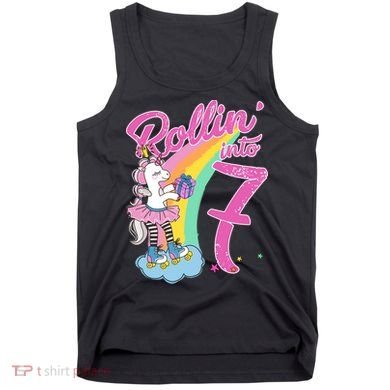 Rollin' Into 7 Skating Unicorn Birthday Tank Top