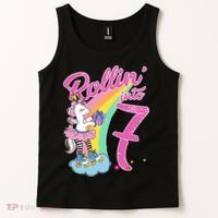 Rollin' Into 7 Skating Unicorn Birthday Tank Top thumb 2