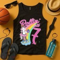 Rollin' Into 7 Skating Unicorn Birthday Tank Top thumb 4