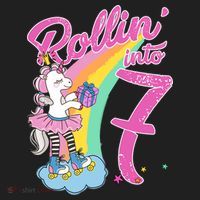 Rollin' Into 7 Skating Unicorn Birthday Golf Towel thumb 3
