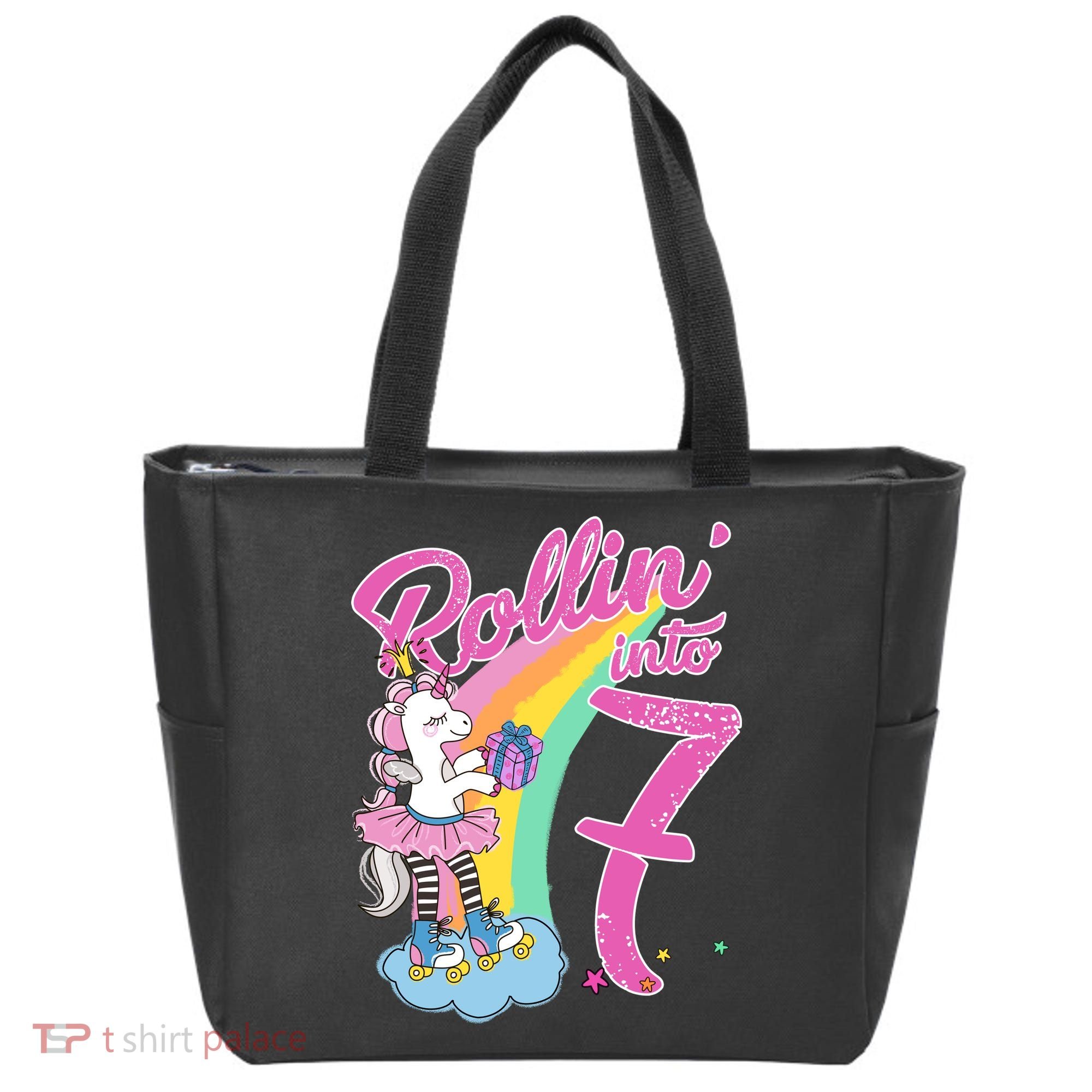 Rollin' Into 7 Skating Unicorn Birthday Tote Bag