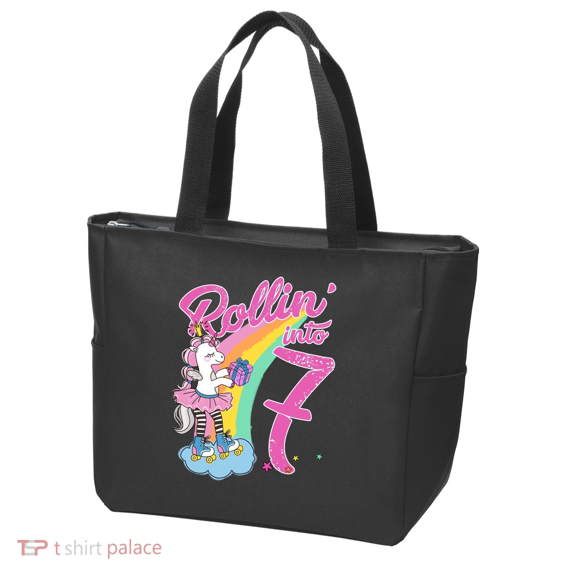 Rollin' Into 7 Skating Unicorn Birthday Tote Bag
