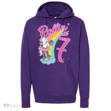 Rollin' Into 7 Skating Unicorn Birthday Hoodie