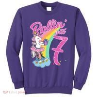 Rollin' Into 7 Skating Unicorn Birthday Sweatshirt thumb 0