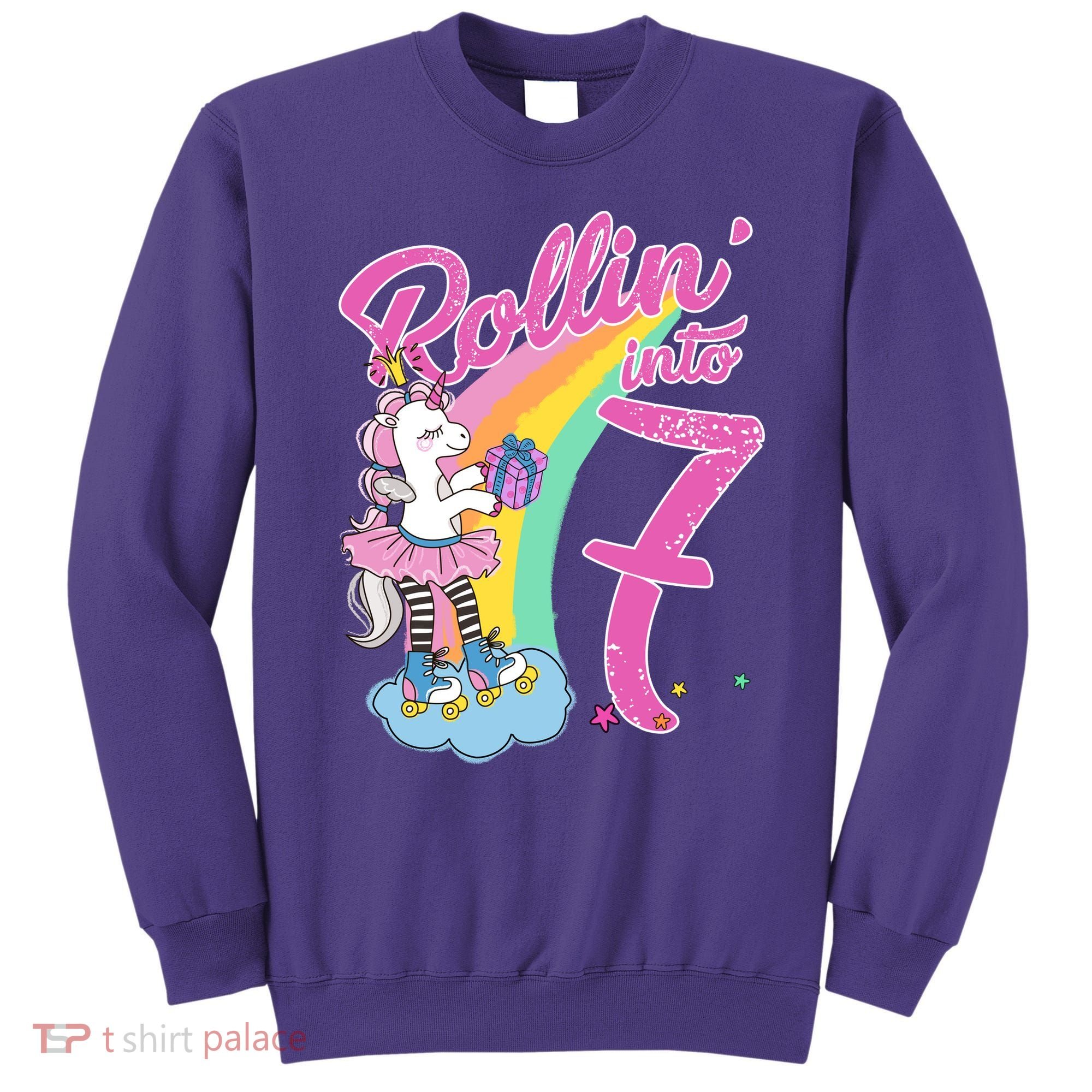 Rollin' Into 7 Skating Unicorn Birthday Sweatshirt