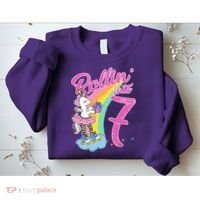 Rollin' Into 7 Skating Unicorn Birthday Sweatshirt thumb 2