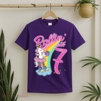 Rollin' Into 7 Skating Unicorn Birthday T-Shirt thumb 2