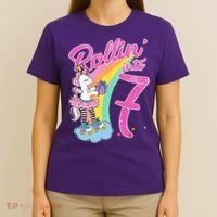 Rollin' Into 7 Skating Unicorn Birthday T-Shirt thumb 4