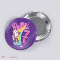 Rollin' Into 7 Skating Unicorn Birthday Button thumb 0
