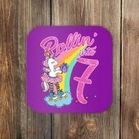 Rollin' Into 7 Skating Unicorn Birthday Coaster thumb 0