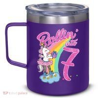 Rollin' Into 7 Skating Unicorn Birthday 12oz Stainless Steel Coffee Mug thumb 2