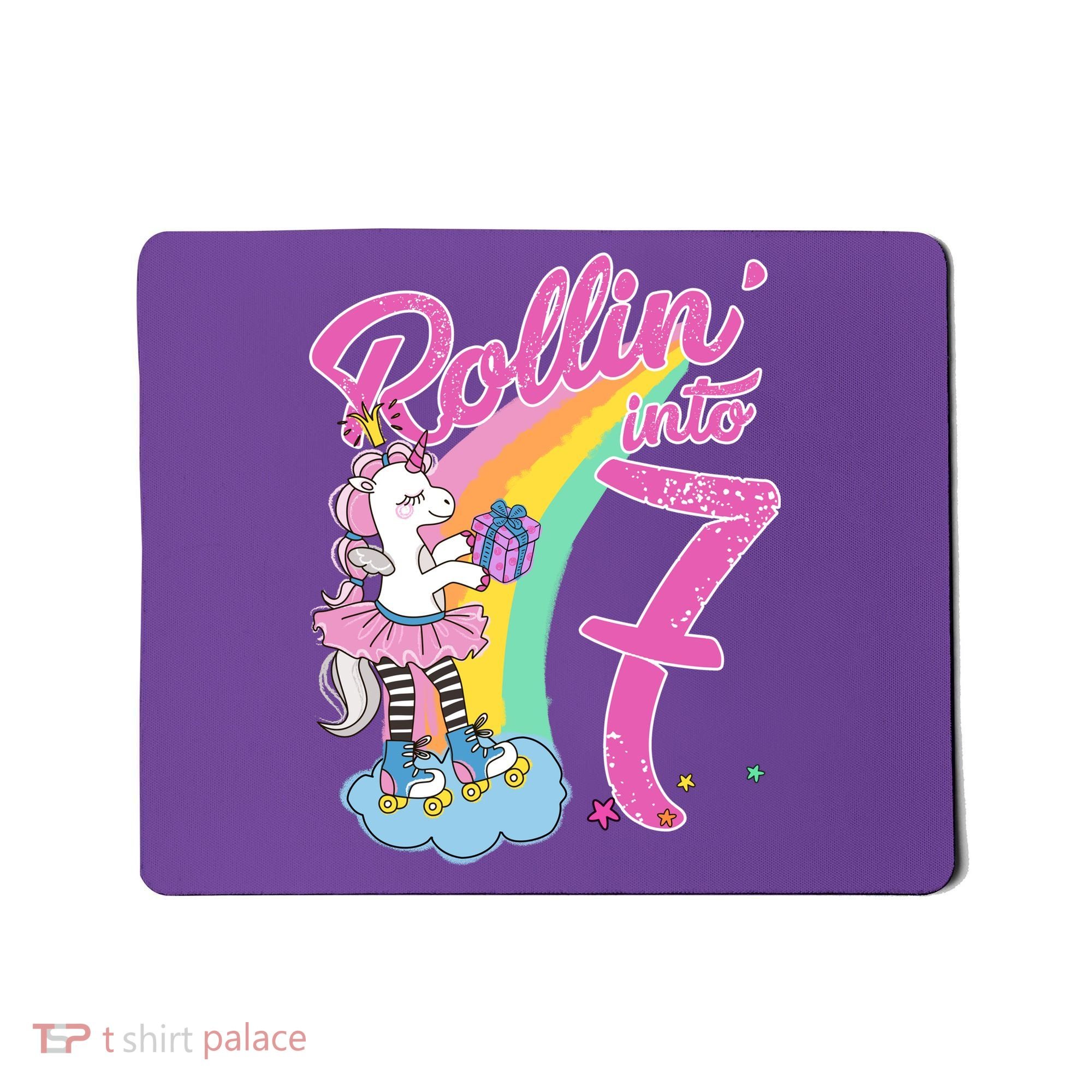 Rollin' Into 7 Skating Unicorn Birthday Mousepad