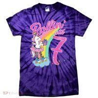 Rollin' Into 7 Skating Unicorn Birthday Tie-Dye T-Shirt thumb 0