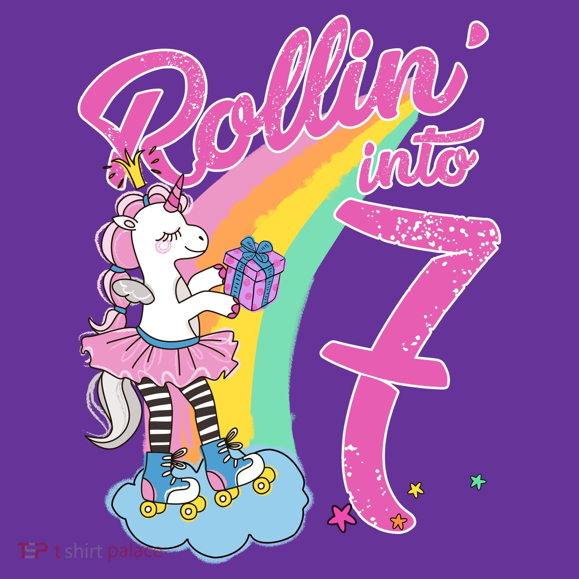 Rollin' Into 7 Skating Unicorn Birthday Women's Long Sleeve Shirt