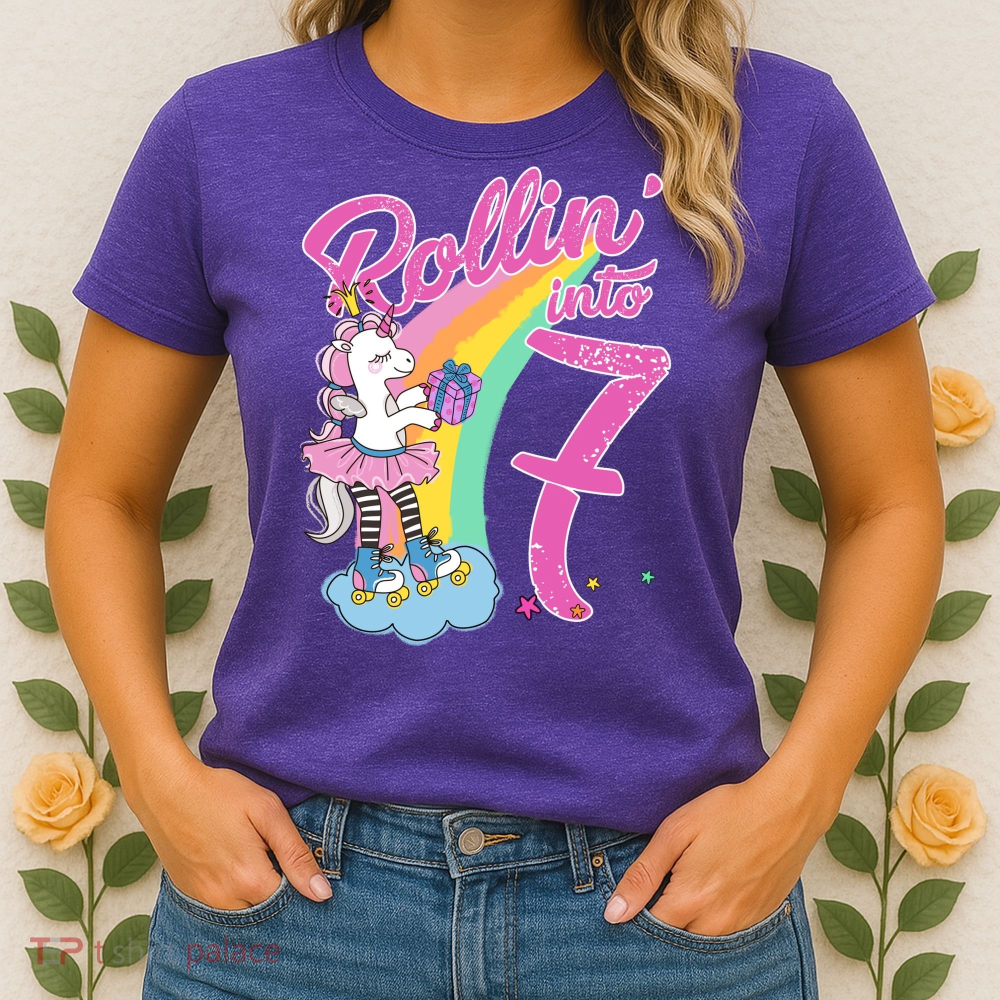 Rollin' Into 7 Skating Unicorn Birthday Women's T-Shirt