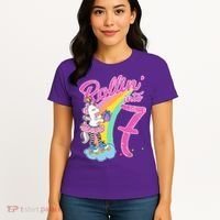 Rollin' Into 7 Skating Unicorn Birthday Women's T-Shirt thumb 4