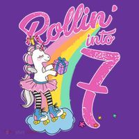 Rollin' Into 7 Skating Unicorn Birthday Kids Sweatshirt thumb 2