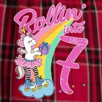 Rollin' Into 7 Skating Unicorn Birthday Men's Flannel Plaid Pajama Pants thumb 2